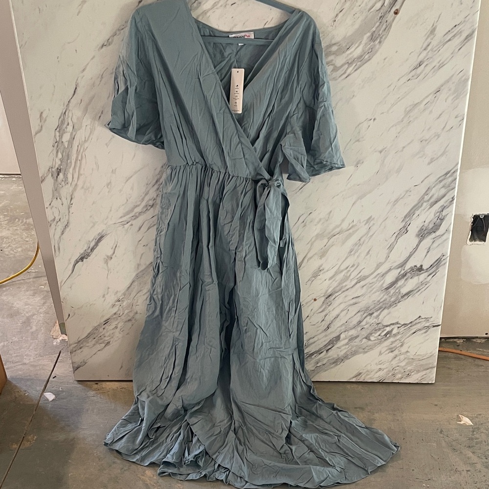 Chic Blue Maxi Wrap Dress